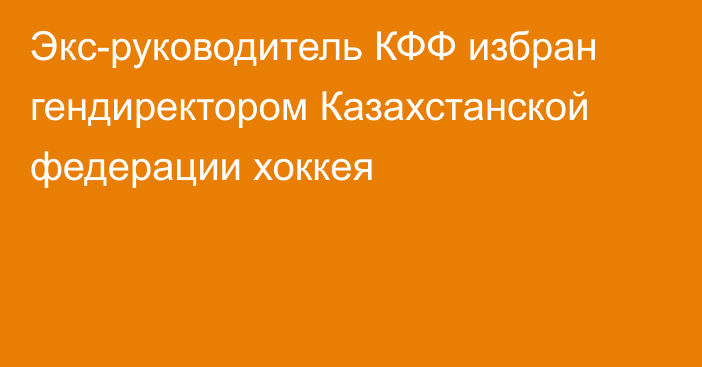 Экс-руководитель КФФ избран гендиректором Казахстанской федерации хоккея