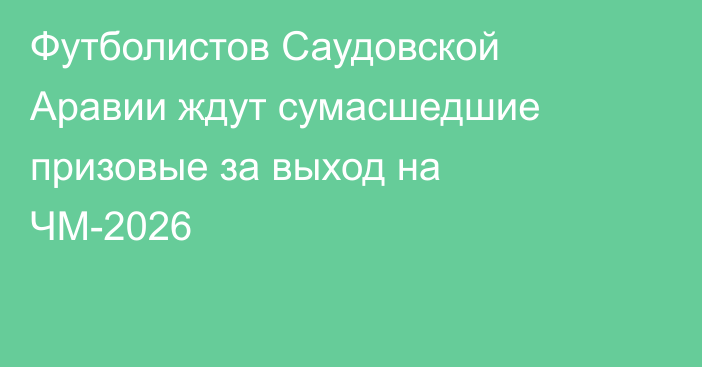Футболистов Саудовской Аравии ждут сумасшедшие призовые за выход на ЧМ-2026