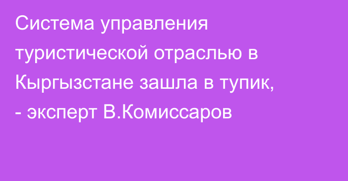 Система управления туристической отраслью в Кыргызстане зашла в тупик, - эксперт В.Комиссаров