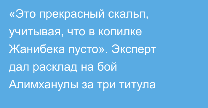 «Это прекрасный скальп, учитывая, что в копилке Жанибека пусто». Эксперт дал расклад на бой Алимханулы за три титула