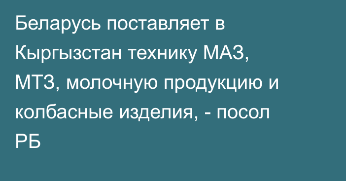Беларусь поставляет в Кыргызстан технику МАЗ, МТЗ, молочную продукцию и колбасные изделия, - посол РБ 