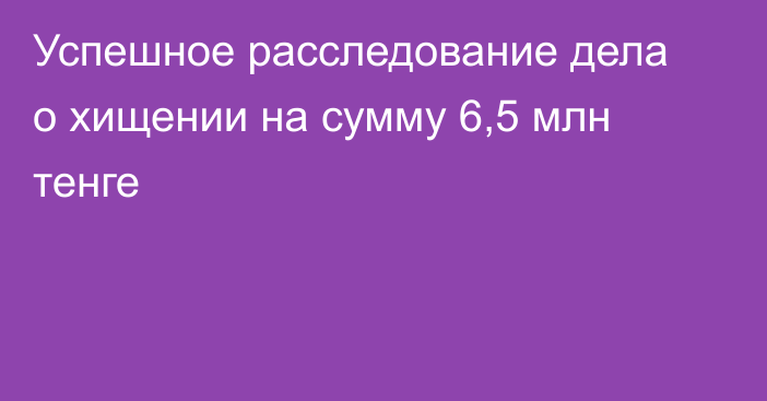  Успешное расследование дела о хищении на сумму 6,5 млн тенге