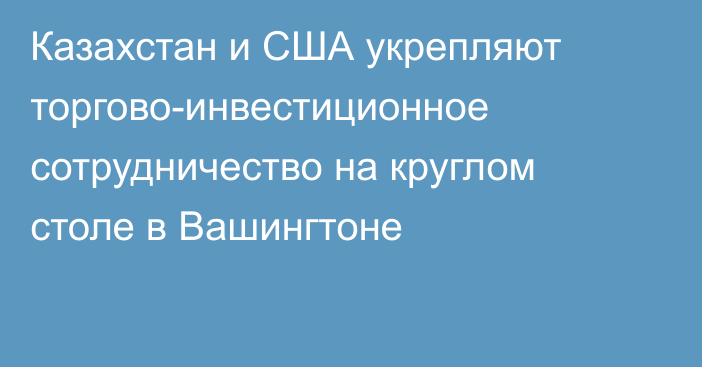  Казахстан и США укрепляют торгово-инвестиционное сотрудничество на круглом столе в Вашингтоне