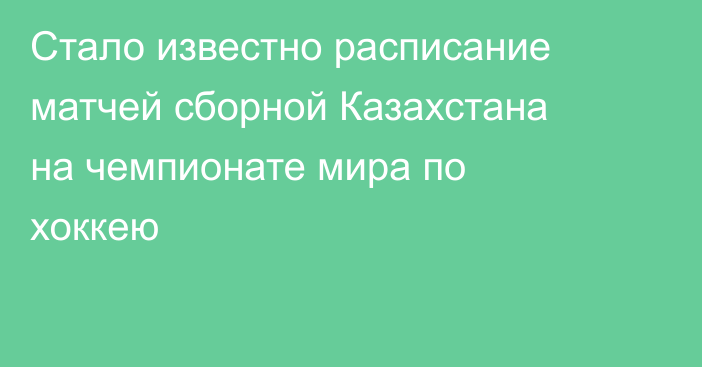 Стало известно расписание матчей сборной Казахстана на чемпионате мира по хоккею