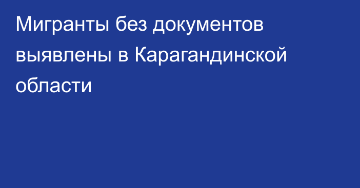 Мигранты без документов выявлены в Карагандинской области