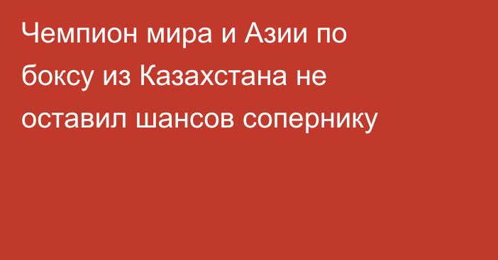 Чемпион мира и Азии по боксу из Казахстана не оставил шансов сопернику