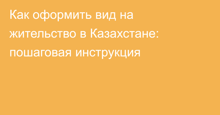 Как оформить вид на жительство в Казахстане: пошаговая инструкция