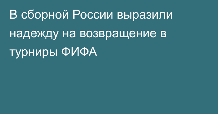 В сборной России выразили надежду на возвращение в турниры ФИФА
