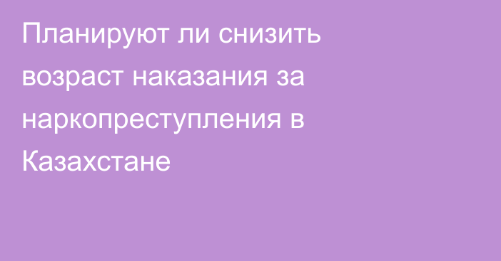 Планируют ли снизить возраст наказания за наркопреступления в Казахстане