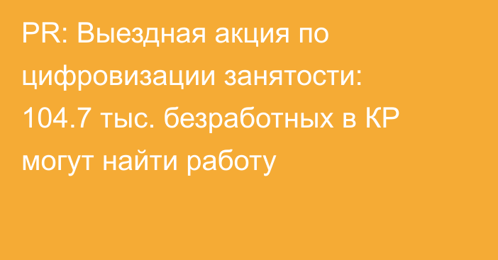 PR: Выездная акция по цифровизации занятости: 104.7 тыс. безработных в КР могут найти работу