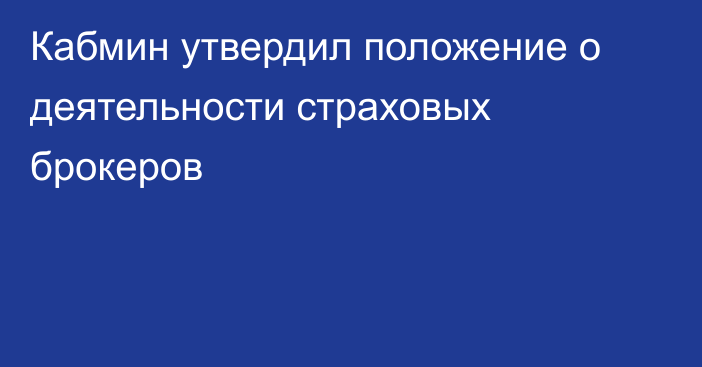 Кабмин утвердил положение о деятельности страховых брокеров
