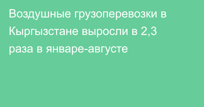 Воздушные грузоперевозки в Кыргызстане выросли в 2,3 раза в январе-августе