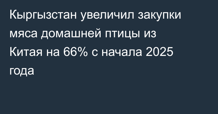 Кыргызстан увеличил закупки мяса домашней птицы из Китая на 66% с начала 2025 года