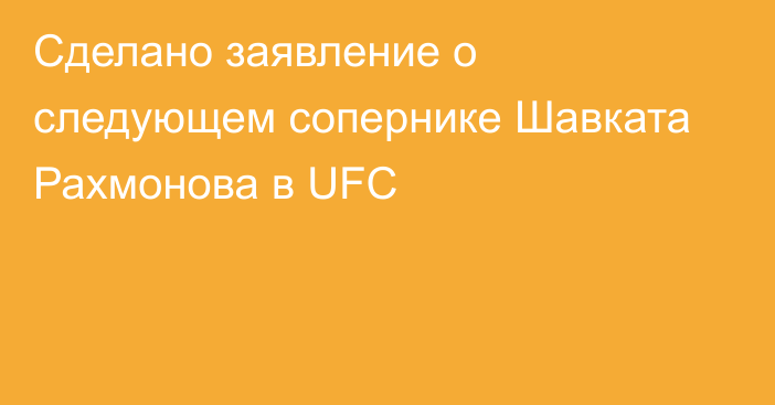 Сделано заявление о следующем сопернике Шавката Рахмонова в UFC