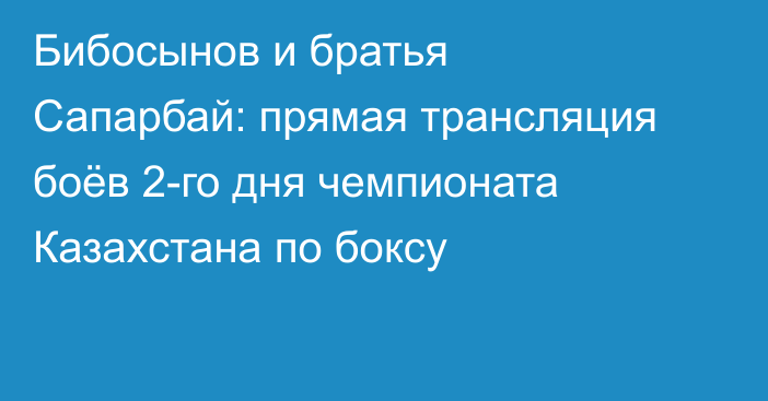 Бибосынов и братья Сапарбай: прямая трансляция боёв 2-го дня чемпионата Казахстана по боксу