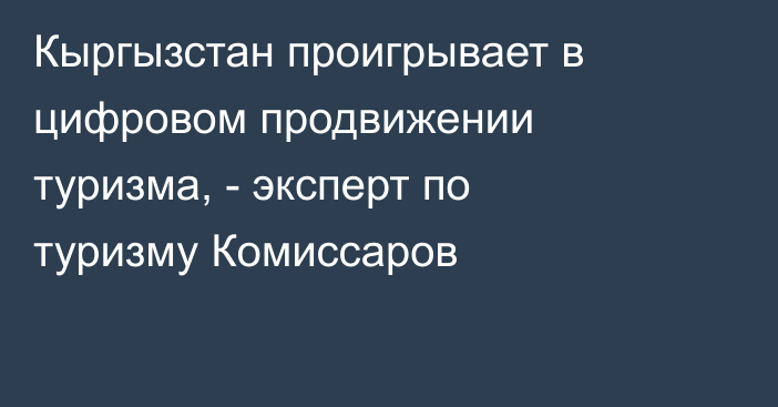 Кыргызстан проигрывает в цифровом продвижении туризма, - эксперт по туризму Комиссаров