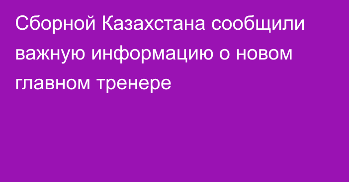 Сборной Казахстана сообщили важную информацию о новом главном тренере