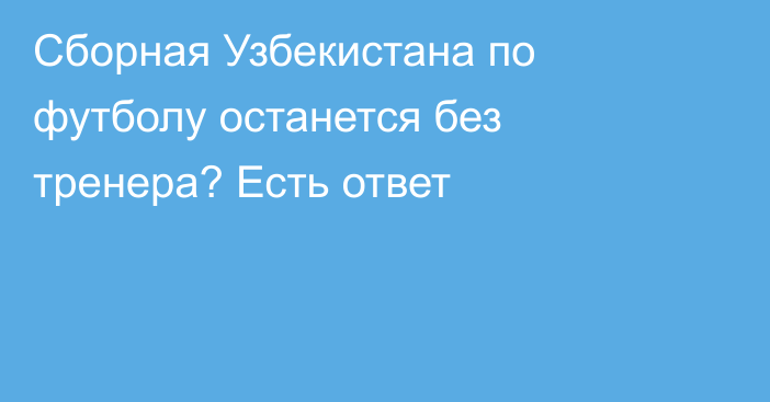 Сборная Узбекистана по футболу останется без тренера? Есть ответ
