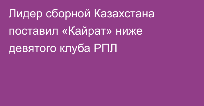 Лидер сборной Казахстана поставил «Кайрат» ниже девятого клуба РПЛ