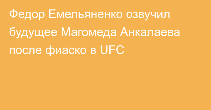 Федор Емельяненко озвучил будущее Магомеда Анкалаева после фиаско в UFC