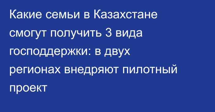 Какие семьи в Казахстане смогут получить 3 вида господдержки: в двух регионах внедряют пилотный проект