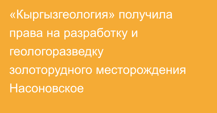 «Кыргызгеология» получила права на разработку и геологоразведку золоторудного месторождения Насоновское