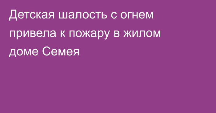 Детская шалость с огнем привела к пожару в жилом доме Семея