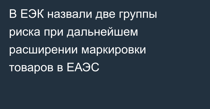 В ЕЭК назвали две группы риска при дальнейшем расширении маркировки товаров в ЕАЭС