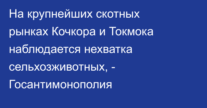 На крупнейших скотных рынках Кочкора и Токмока наблюдается нехватка сельхозживотных, - Госантимонополия