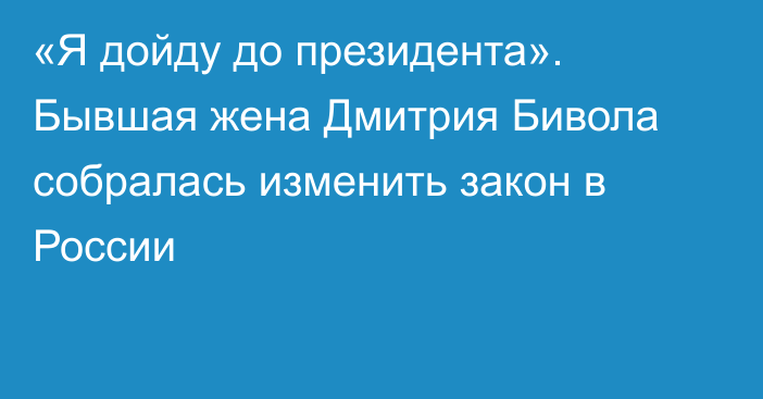 «Я дойду до президента». Бывшая жена Дмитрия Бивола собралась изменить закон в России