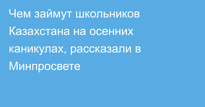 Чем займут школьников Казахстана на осенних каникулах, рассказали в Минпросвете