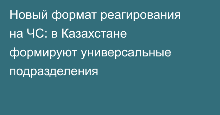 Новый формат реагирования на ЧС: в Казахстане формируют универсальные подразделения