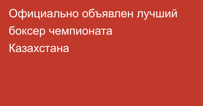 Официально объявлен лучший боксер чемпионата Казахстана