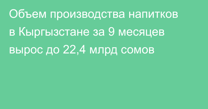 Объем производства напитков в Кыргызстане за 9 месяцев вырос до 22,4 млрд сомов