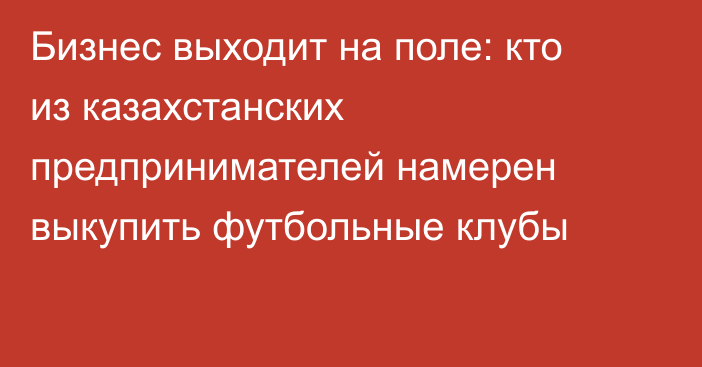 Бизнес выходит на поле: кто из казахстанских предпринимателей намерен выкупить футбольные клубы