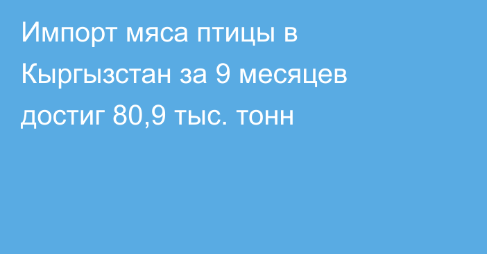 Импорт мяса птицы в Кыргызстан за 9 месяцев достиг 80,9 тыс. тонн