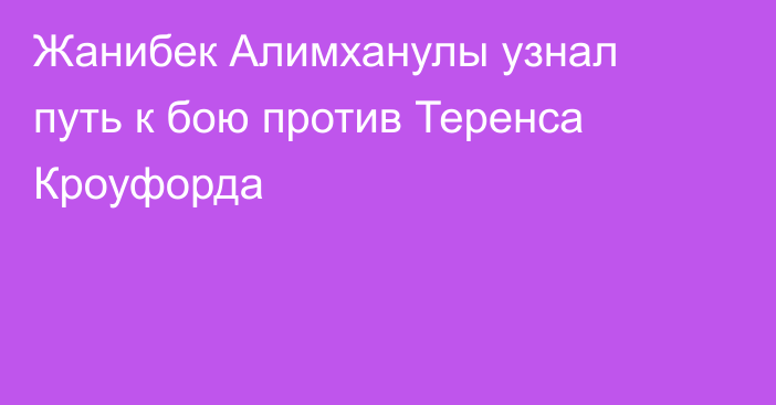 Жанибек Алимханулы узнал путь к бою против Теренса Кроуфорда
