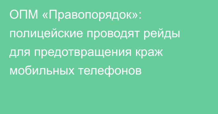 ОПМ «Правопорядок»: полицейские проводят рейды для предотвращения краж мобильных телефонов