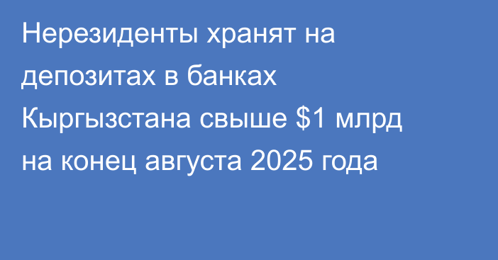 Нерезиденты хранят на депозитах в банках Кыргызстана свыше $1 млрд на конец августа 2025 года