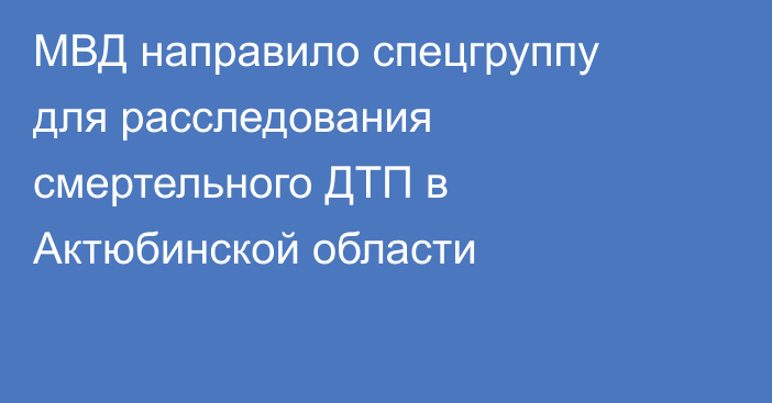 МВД направило спецгруппу для расследования смертельного ДТП в Актюбинской области