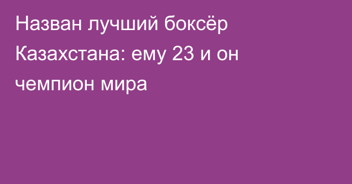 Назван лучший боксёр Казахстана: ему 23 и он чемпион мира