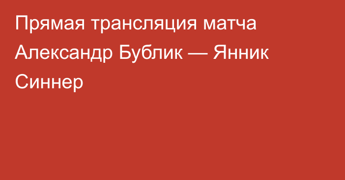 Прямая трансляция матча Александр Бублик — Янник Синнер