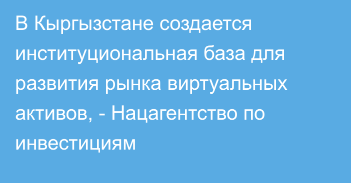 В Кыргызстане создается институциональная база для развития рынка виртуальных активов, - Нацагентство по инвестициям