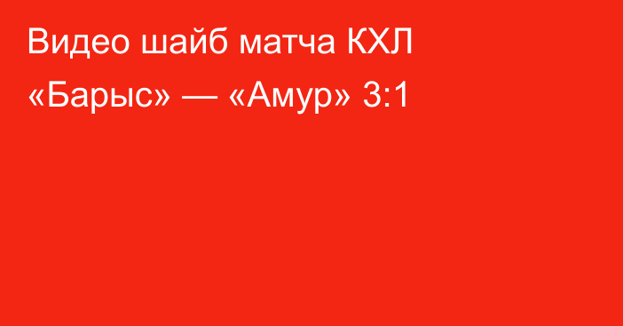 Видео шайб матча КХЛ «Барыс» — «Амур» 3:1
