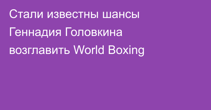 Стали известны шансы Геннадия Головкина возглавить World Boxing