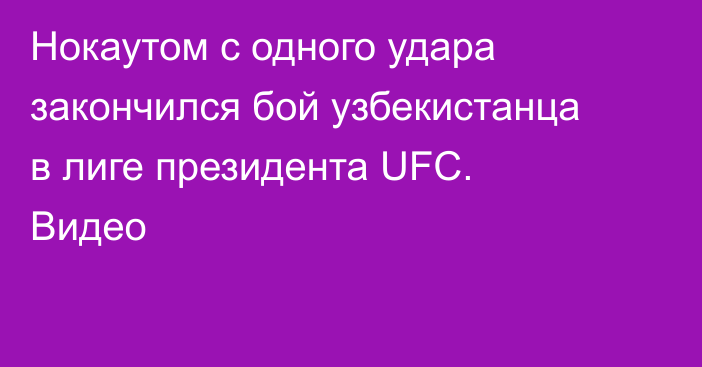 Нокаутом с одного удара закончился бой узбекистанца в лиге президента UFC. Видео