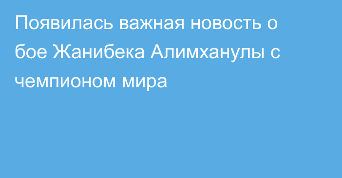 Появилась важная новость о бое Жанибека Алимханулы с чемпионом мира
