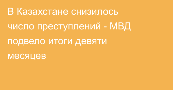 В Казахстане снизилось число преступлений - МВД подвело итоги девяти месяцев