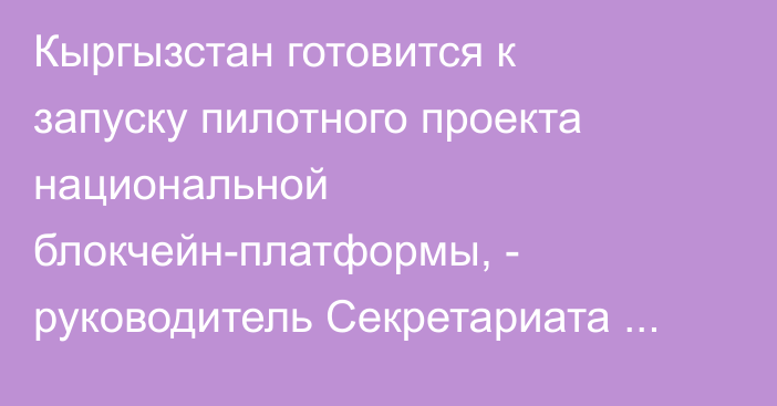 Кыргызстан готовится к запуску пилотного проекта национальной блокчейн-платформы, - руководитель Секретариата развития сферы виртуальных активов