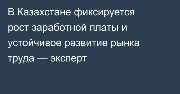 В Казахстане фиксируется рост заработной платы и устойчивое развитие рынка труда — эксперт